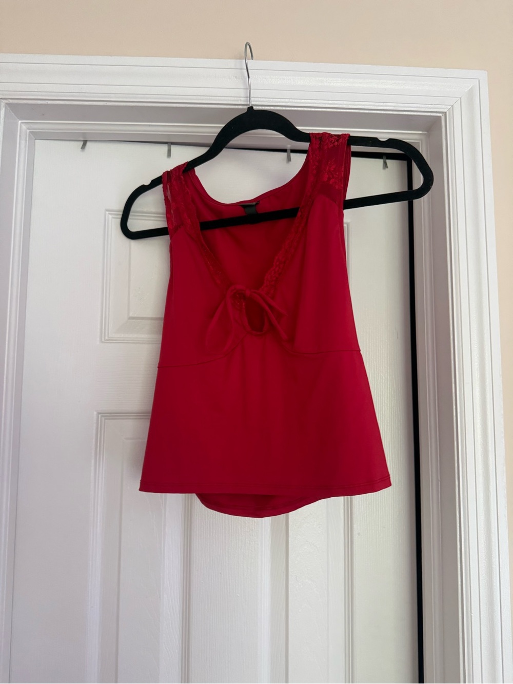 wild fable Red Lace-Trim Tie-Front Camisole